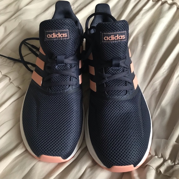 ADIDAS navy blue & pink sneakers, wore once. Size 8.5. - Picture 1 of 6